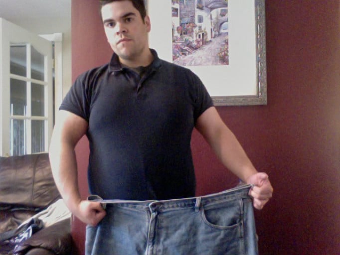 A progress pic of a 5'6" man showing a weight loss from 280 pounds to 210 pounds. A net loss of 70 pounds.