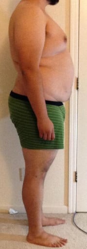 A picture of a 6'0" male showing a snapshot of 310 pounds at a height of 6'0