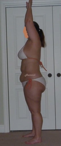 A progress pic of a 5'6" woman showing a weight reduction from 236 pounds to 172 pounds. A respectable loss of 64 pounds.