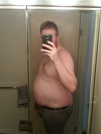 A progress pic of a 6'3" man showing a weight loss from 286 pounds to 235 pounds. A net loss of 51 pounds.