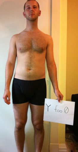 A before and after photo of a 5'9" male showing a snapshot of 162 pounds at a height of 5'9