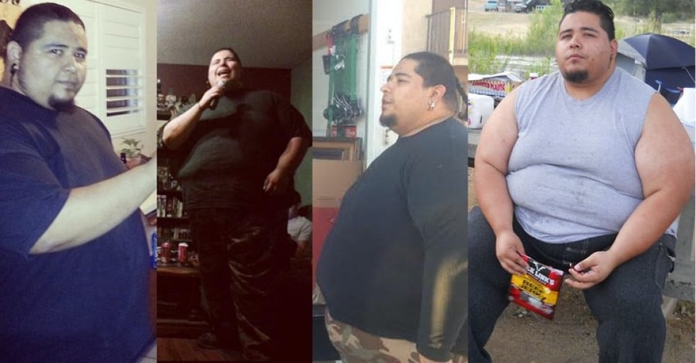 A picture of a 6'0" male showing a weight reduction from 489 pounds to 364 pounds. A respectable loss of 125 pounds.