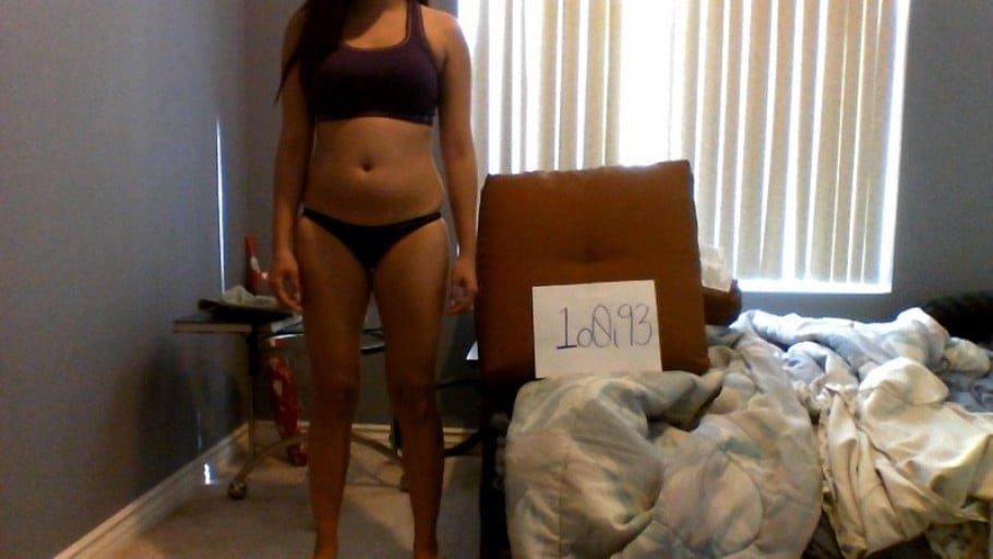 A before and after photo of a 5'3" female showing a snapshot of 126 pounds at a height of 5'3