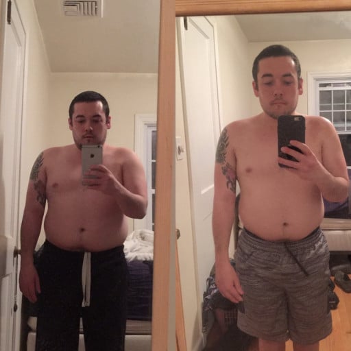 A photo of a 5'4" man showing a weight loss from 190 pounds to 162 pounds. A respectable loss of 28 pounds.