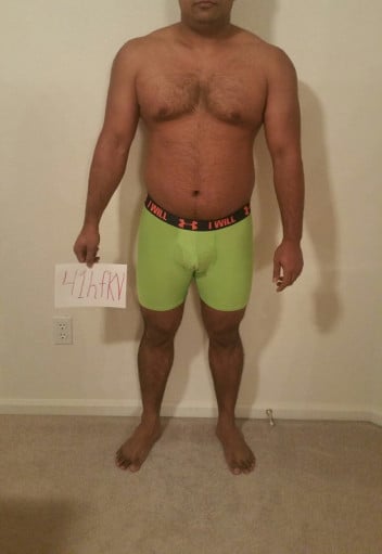 A photo of a 5'7" man showing a snapshot of 202 pounds at a height of 5'7
