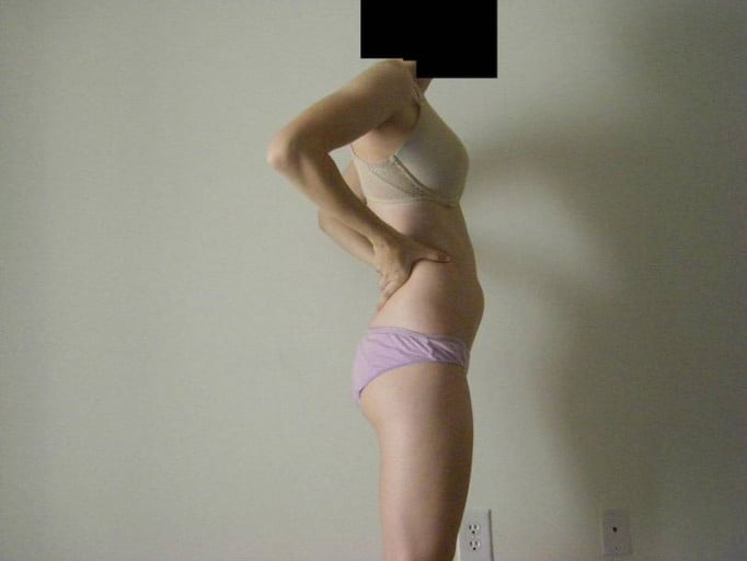 A progress pic of a 5'6" woman showing a snapshot of 125 pounds at a height of 5'6