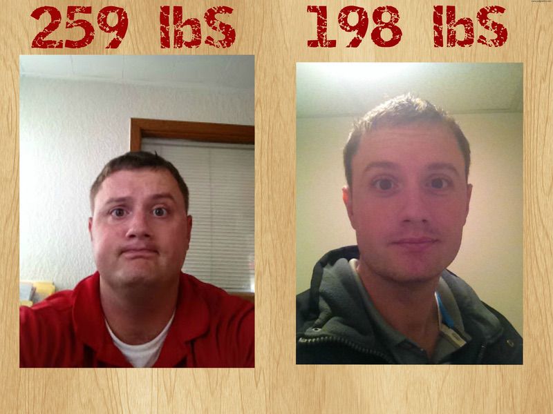 6 foot 1 Male 61 lbs Fat Loss Before and After 259 lbs to 198 lbs