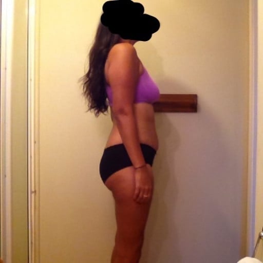 A progress pic of a 5'8" woman showing a snapshot of 160 pounds at a height of 5'8