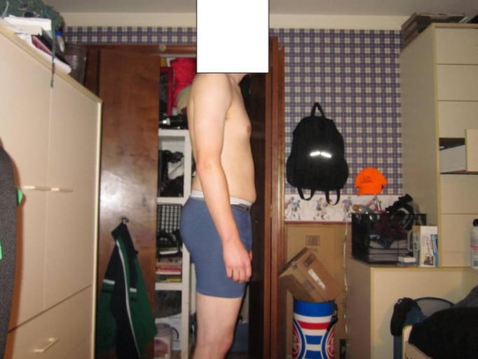 A progress pic of a 6'1" man showing a snapshot of 186 pounds at a height of 6'1