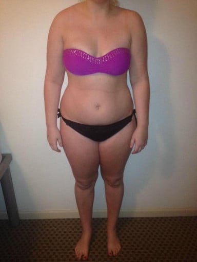 A photo of a 5'7" woman showing a snapshot of 189 pounds at a height of 5'7