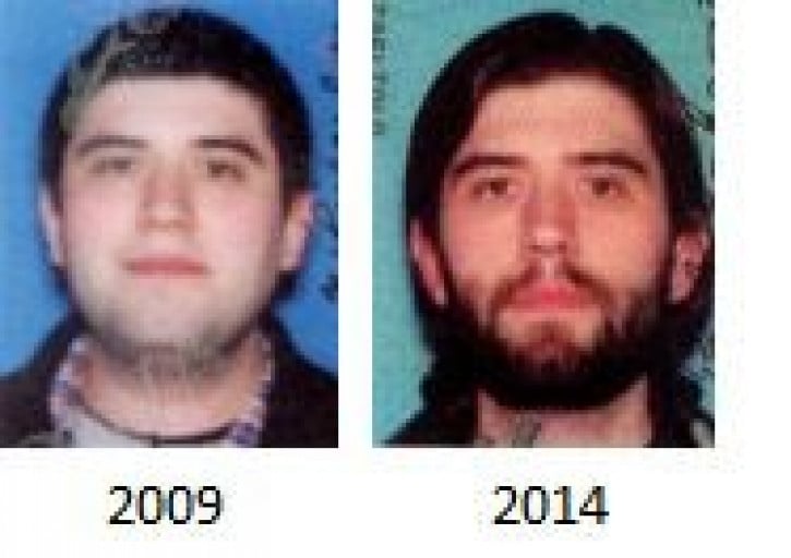 A progress pic of a 6'1" man showing a fat loss from 309 pounds to 199 pounds. A total loss of 110 pounds.