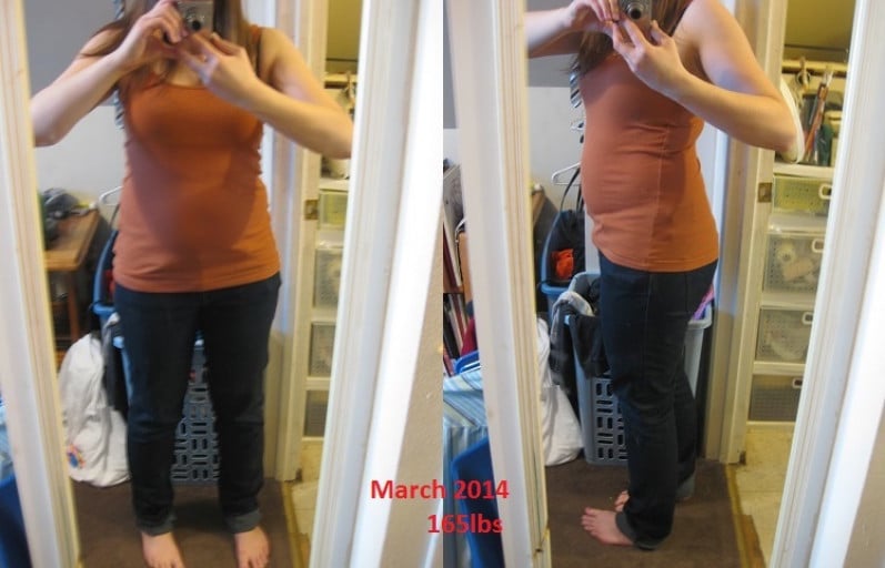 A progress pic of a 5'7" woman showing a weight cut from 185 pounds to 140 pounds. A respectable loss of 45 pounds.