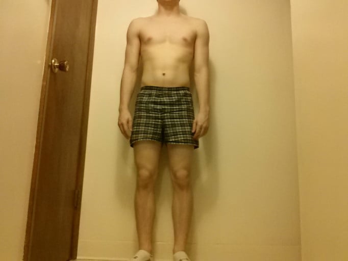 A photo of a 5'7" man showing a snapshot of 140 pounds at a height of 5'7