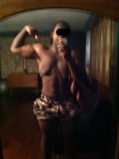 A photo of a 5'8" man showing a weight cut from 207 pounds to 186 pounds. A total loss of 21 pounds.