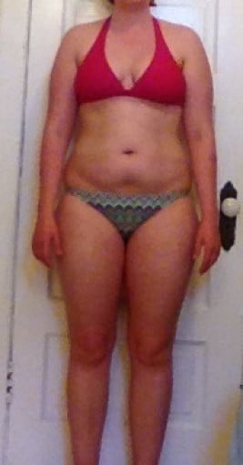 A photo of a 5'5" woman showing a snapshot of 165 pounds at a height of 5'5