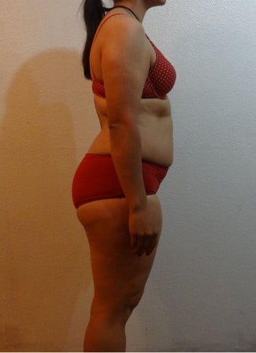 A picture of a 5'4" female showing a snapshot of 172 pounds at a height of 5'4