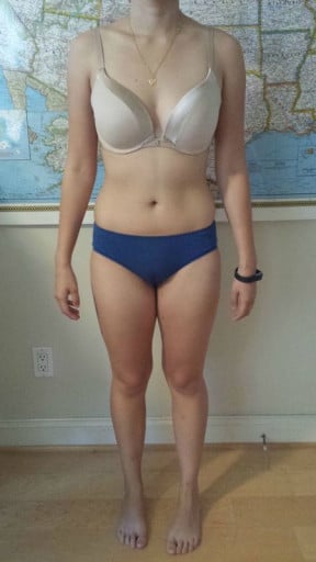 A picture of a 5'3" female showing a snapshot of 116 pounds at a height of 5'3