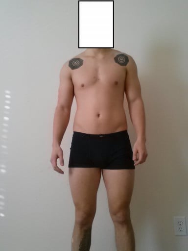 A progress pic of a 5'10" man showing a snapshot of 174 pounds at a height of 5'10