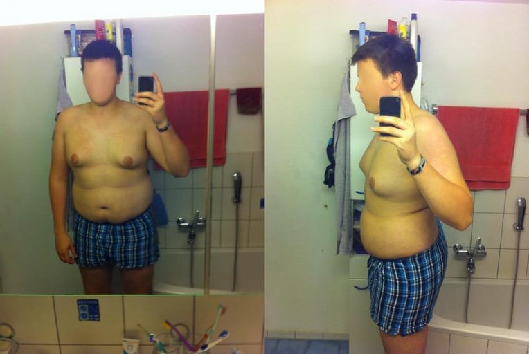 A photo of a 6'5" man showing a weight loss from 270 pounds to 230 pounds. A respectable loss of 40 pounds.