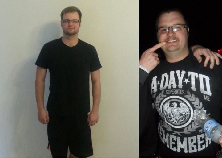 A photo of a 6'2" man showing a weight cut from 235 pounds to 206 pounds. A respectable loss of 29 pounds.