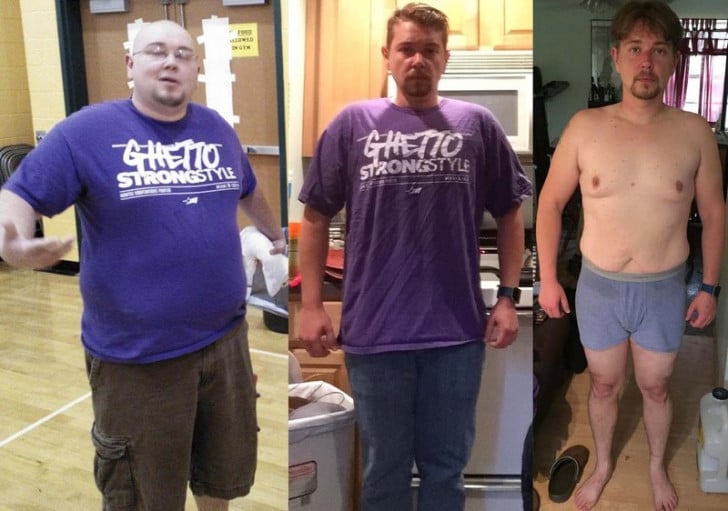 A progress pic of a 5'9" man showing a fat loss from 260 pounds to 180 pounds. A respectable loss of 80 pounds.