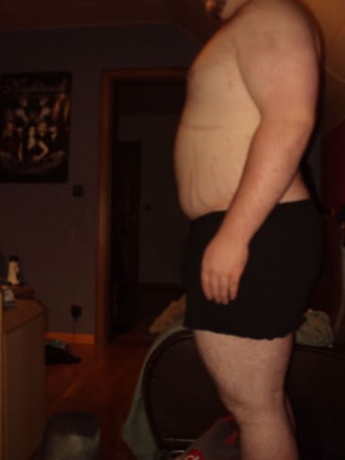A photo of a 5'9" man showing a weight loss from 280 pounds to 225 pounds. A respectable loss of 55 pounds.