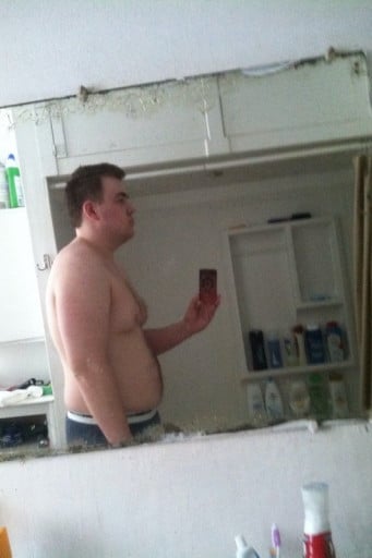 A photo of a 6'0" man showing a fat loss from 262 pounds to 212 pounds. A respectable loss of 50 pounds.