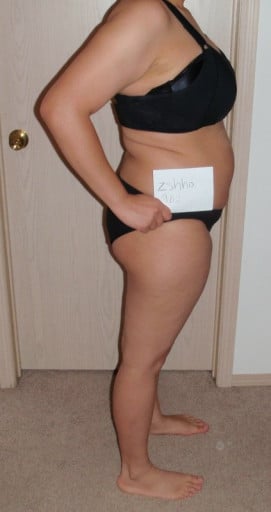 A photo of a 5'5" woman showing a snapshot of 190 pounds at a height of 5'5