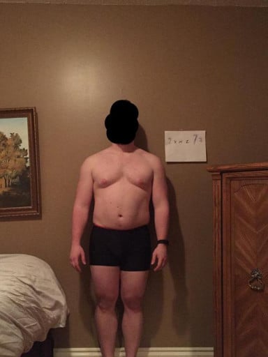 A picture of a 5'7" male showing a snapshot of 212 pounds at a height of 5'7