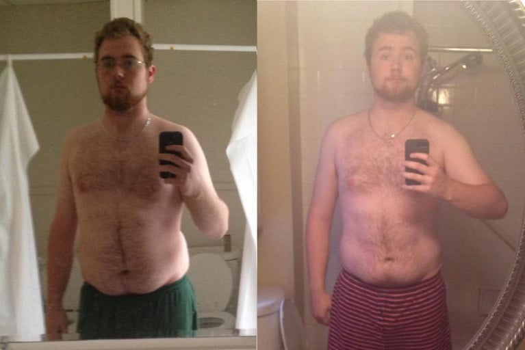 A photo of a 6'3" man showing a weight cut from 240 pounds to 225 pounds. A total loss of 15 pounds.