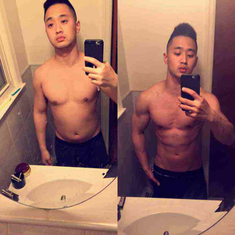 Before and After 22 lbs Fat Loss 5'5 Male 152 lbs to 130 lbs