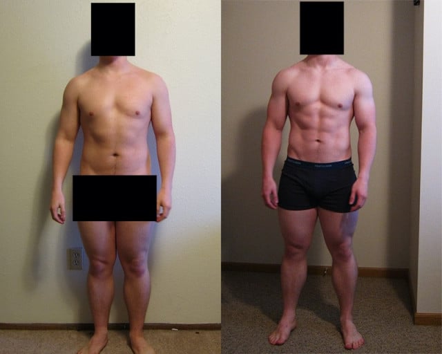 A before and after photo of a 5'5" male showing a weight loss from 170 pounds to 150 pounds. A respectable loss of 20 pounds.