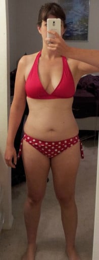 A picture of a 5'8" female showing a snapshot of 150 pounds at a height of 5'8