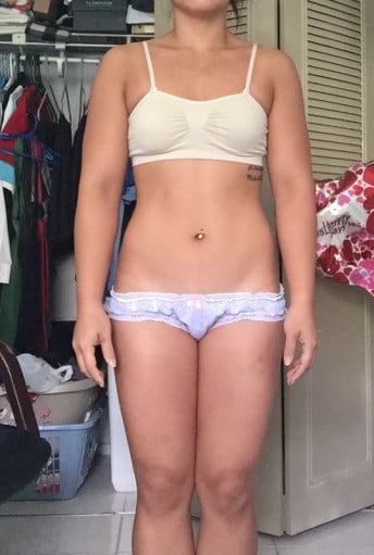 A photo of a 4'11" woman showing a snapshot of 118 pounds at a height of 4'11