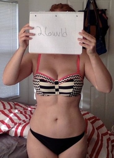 A picture of a 5'5" female showing a snapshot of 150 pounds at a height of 5'5