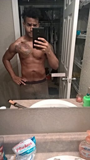 A progress pic of a 5'7" man showing a weight cut from 198 pounds to 151 pounds. A net loss of 47 pounds.