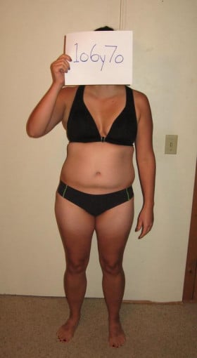 A picture of a 5'7" female showing a snapshot of 163 pounds at a height of 5'7