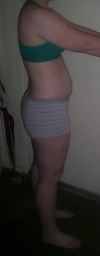 A progress pic of a 5'9" woman showing a snapshot of 173 pounds at a height of 5'9