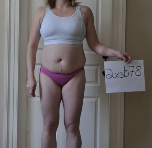 A progress pic of a 5'4" woman showing a snapshot of 147 pounds at a height of 5'4