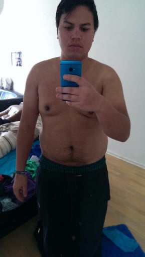 A picture of a 6'0" male showing a fat loss from 275 pounds to 180 pounds. A respectable loss of 95 pounds.