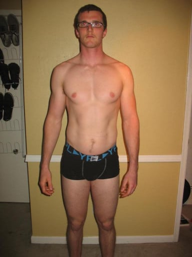 A before and after photo of a 6'2" male showing a snapshot of 182 pounds at a height of 6'2
