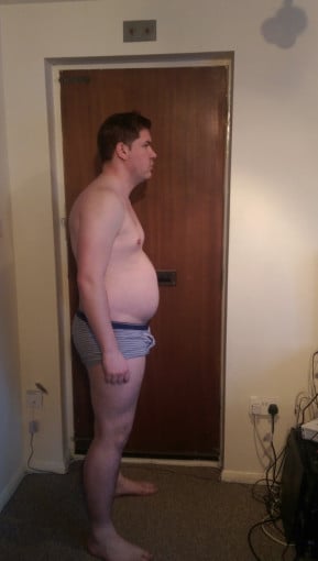 A before and after photo of a 5'11" male showing a snapshot of 241 pounds at a height of 5'11