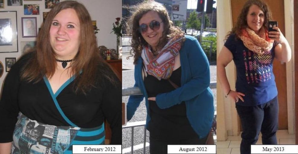 A progress pic of a 5'5" woman showing a fat loss from 275 pounds to 182 pounds. A net loss of 93 pounds.