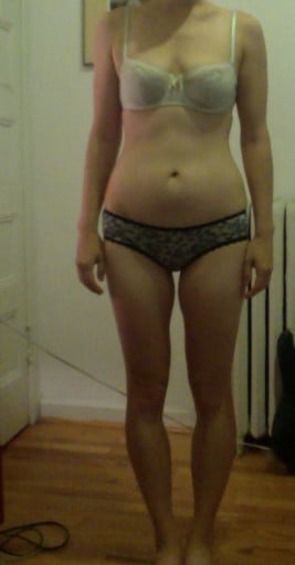 A progress pic of a 5'8" woman showing a snapshot of 143 pounds at a height of 5'8