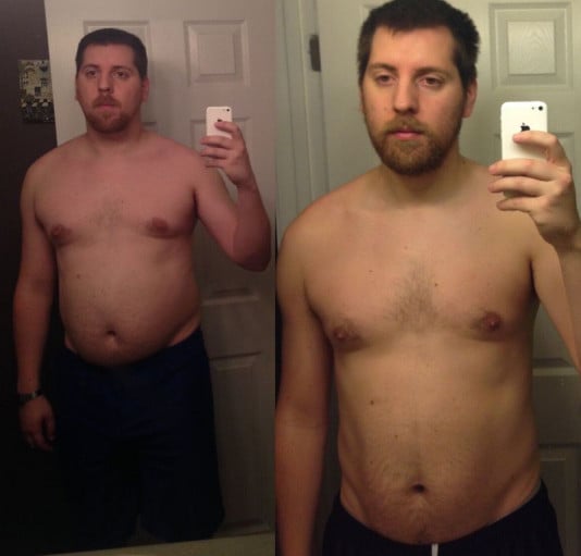 A photo of a 6'1" man showing a weight cut from 226 pounds to 190 pounds. A respectable loss of 36 pounds.