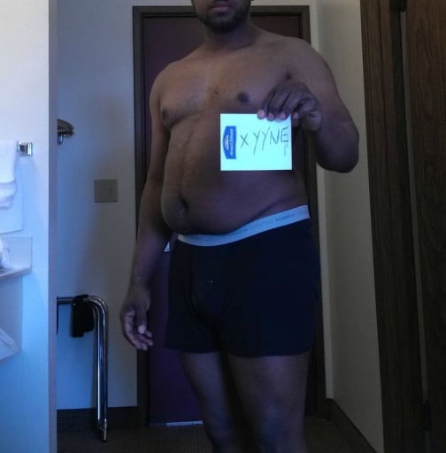 A picture of a 5'8" male showing a snapshot of 210 pounds at a height of 5'8