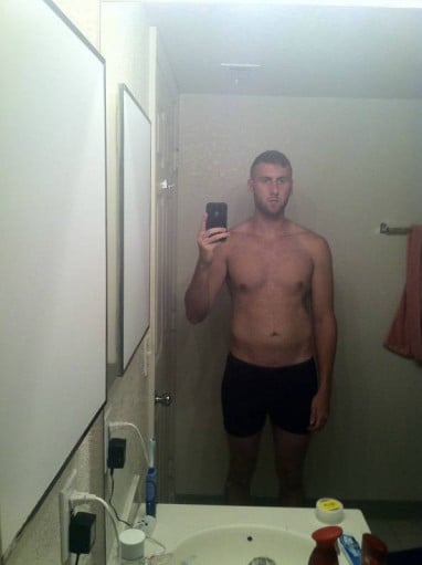 A photo of a 6'1" man showing a snapshot of 175 pounds at a height of 6'1