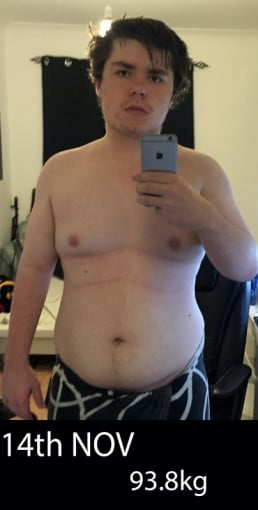 A picture of a 5'9" male showing a fat loss from 237 pounds to 176 pounds. A total loss of 61 pounds.