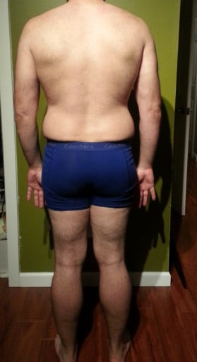 A before and after photo of a 5'10" male showing a snapshot of 196 pounds at a height of 5'10