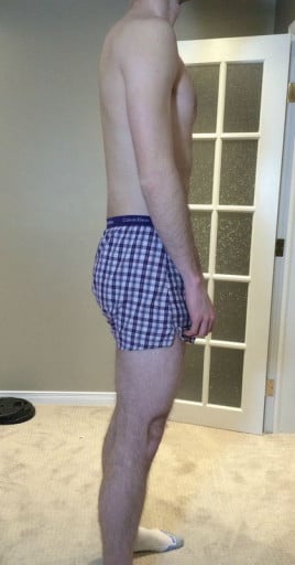 A progress pic of a 6'5" man showing a snapshot of 173 pounds at a height of 6'5